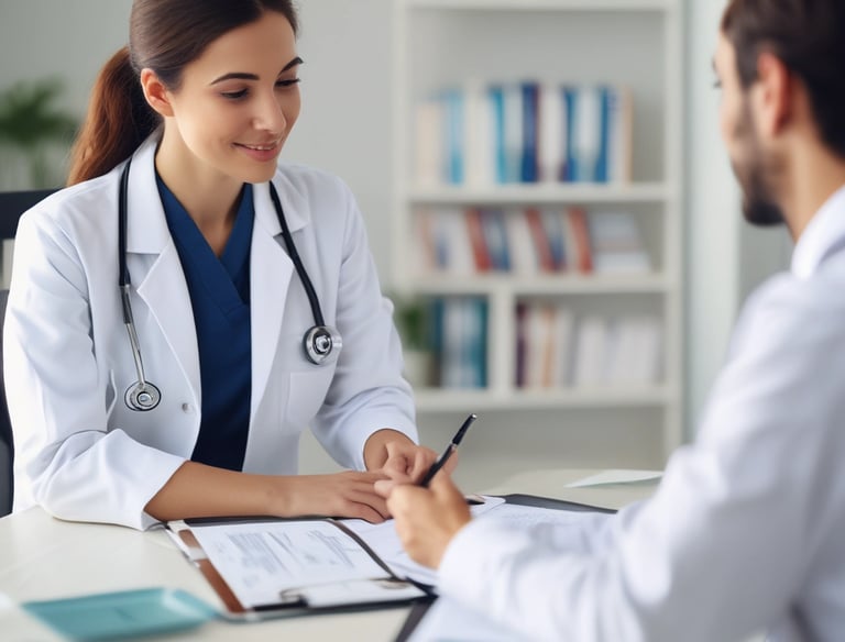 A storefront with multiple illuminated signs featuring Vietnamese text advertising traditional medicine and herbal products. The signs are colorful with bright neon lights, and there are visible electrical wires crisscrossing in front. The surrounding architecture is urban with a visible balcony and windows.