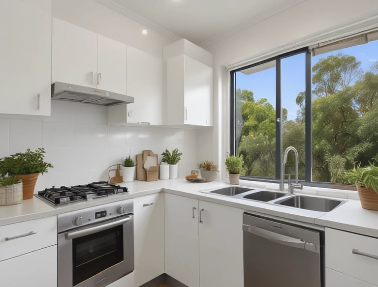 A construction site covered with blue scaffolding is visible. Several signs and banners advertising construction companies and services are attached to the scaffolding. There are details indicating restoration work being done, including contact information and project descriptions.