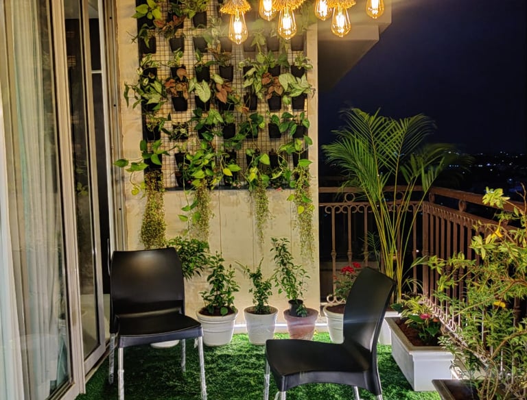 Professional gardening services in Bangalore, showcasing a tidy and vibrant residential lawn by Mygreenearth