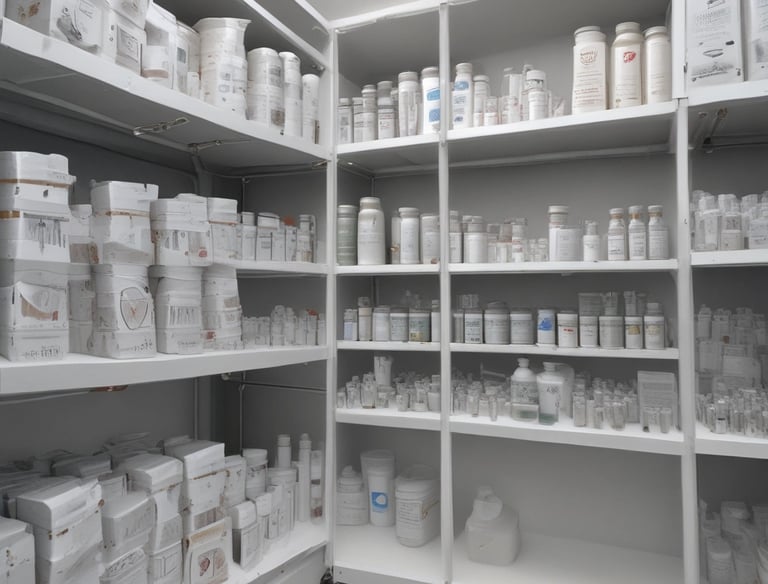 A close-up of medical supplies being carefully packed for transport.