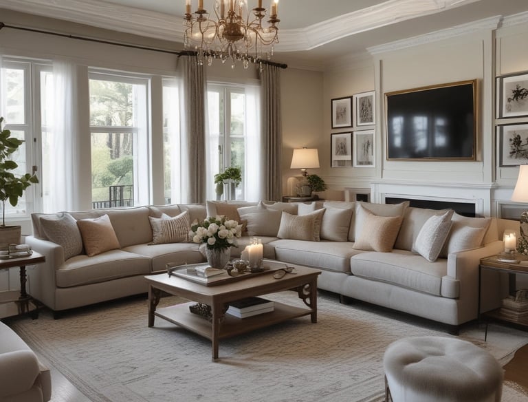 A beautifully designed living room with modern furniture and elegant decor.