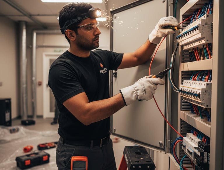 Electrician working for house maintenance