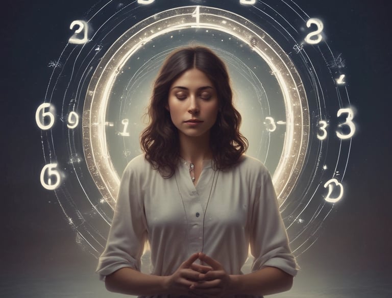 A serene woman practicing self-care in a peaceful environment.