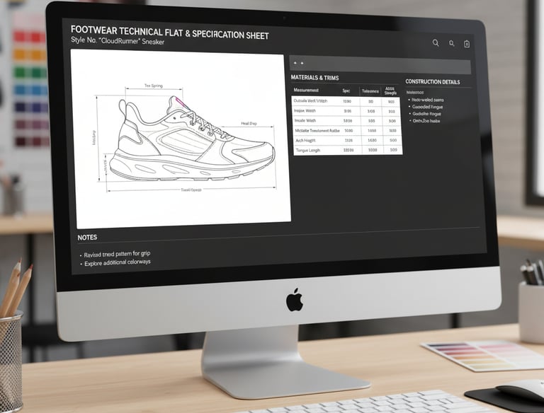 Footwear technical specifications by Cavity Studios ensuring design accuracy and manufacturing preci