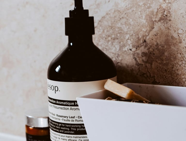 a soap dispenser with soap and handwash