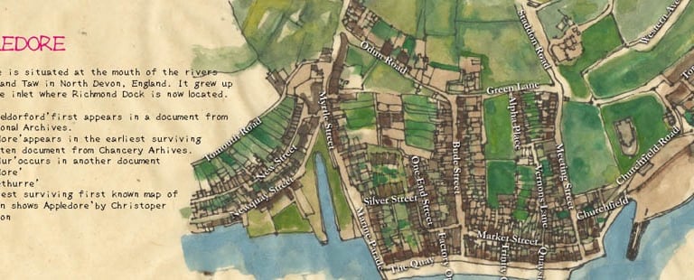 a map of Appledore, north Devon