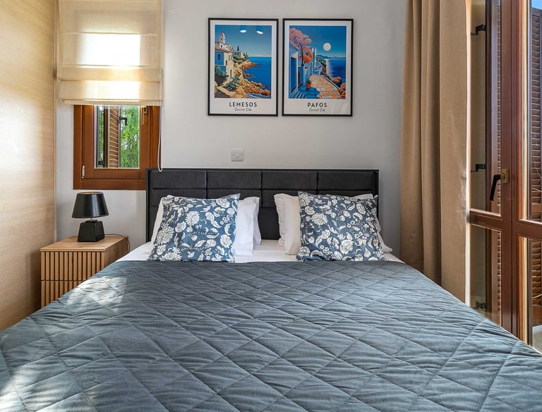 Master bedroom overlooking the sea at Theseus Retreat holiday rental in Cyprus