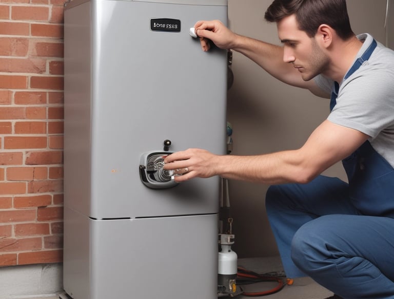 A close-up of a white appliance with a glowing orange indicator light next to a switch marked with 'I' and 'O'. The appliance is situated on a metallic surface.