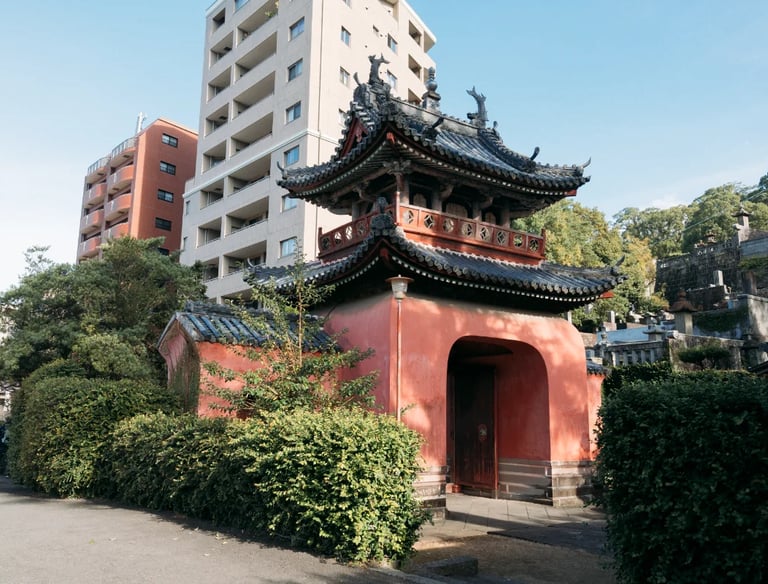 Main gate of Sofukuji Temple in Nagasaki, built in Chinese architectural style