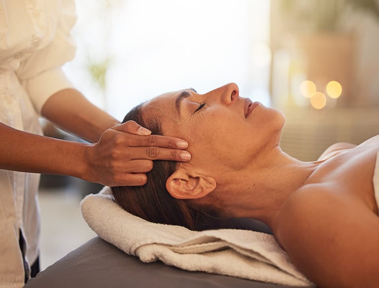 a woman getting a facial
