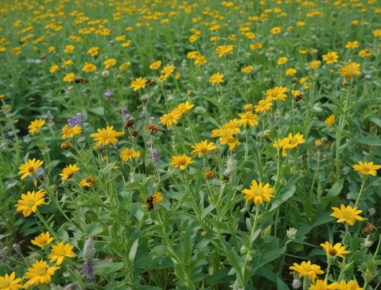 Community members sharing fresh harvest baskets under a shaded tree.