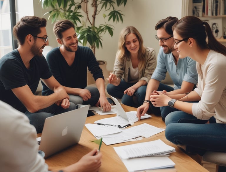 a man riding a skateboard down a street next to tall buildings
