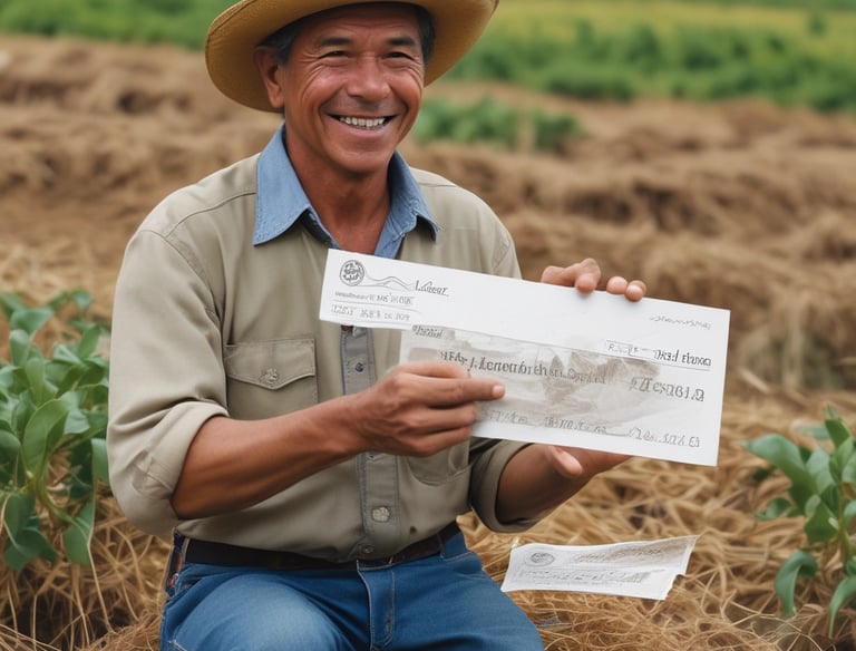 A rural landscape featuring large metallic silos with the brand name Roxell, situated near what appear to be farm buildings or structures. These silos are used for storing agricultural materials. Behind them, a single wind turbine stands tall against a cloudy sky, suggesting renewable energy use in the area.