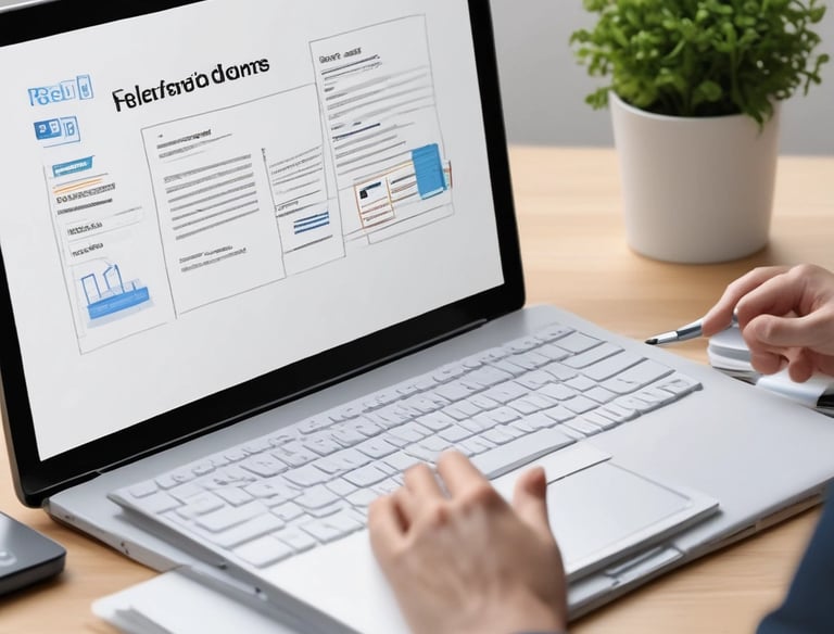 Various forms of blank stationery items are arranged, including a stack of business cards, an envelope, and sheets of paper, all placed on a neutral-colored surface.