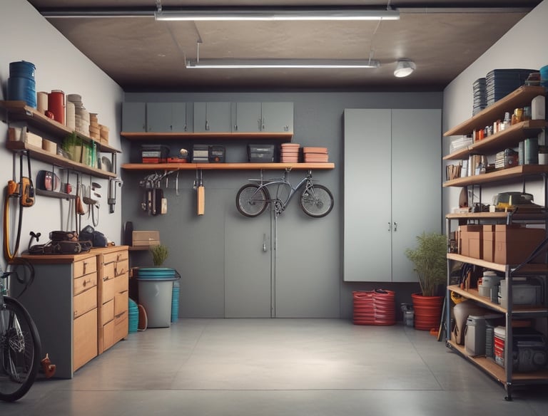 A spacious two-car garage after cleaning, showcasing neat organization.
