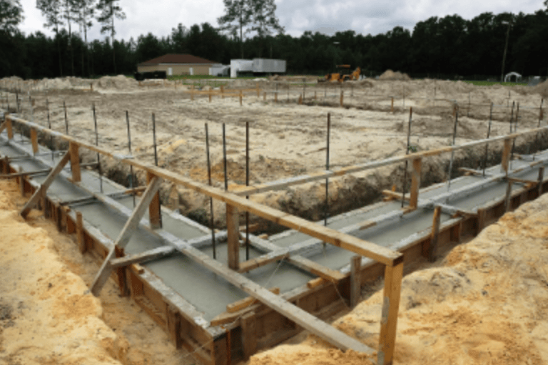 a concrete slab foundation foundation for a home