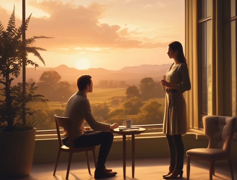 A calm therapy room with soft lighting and comfortable seating.