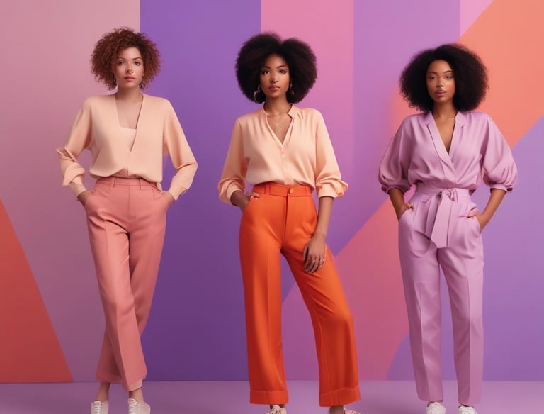 A stylish women's clothing display featuring modern outfits.