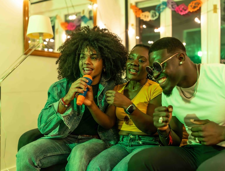 a group of people sitting on a couch