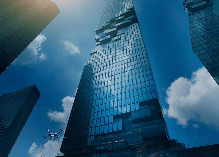 high rise building drone window cleaning services