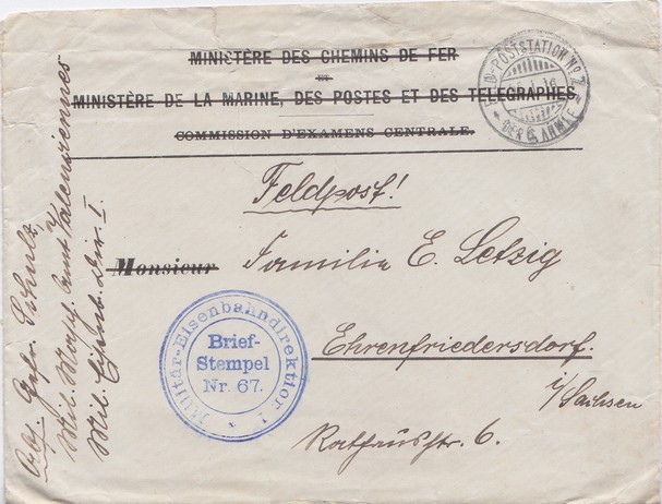 Letter written by a member of the machinery office (Militär-Maschinenamt) in VALENCIENNES. 