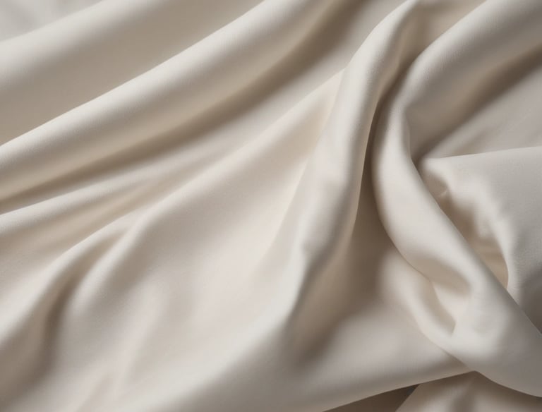 Close-up of high-quality textile fabrics neatly arranged in a showroom.