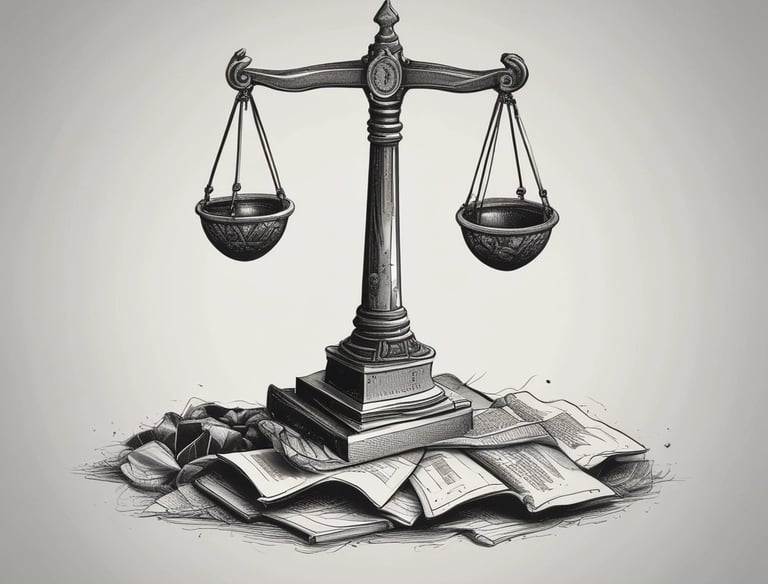 A courtroom scene with a lawyer presenting a case.