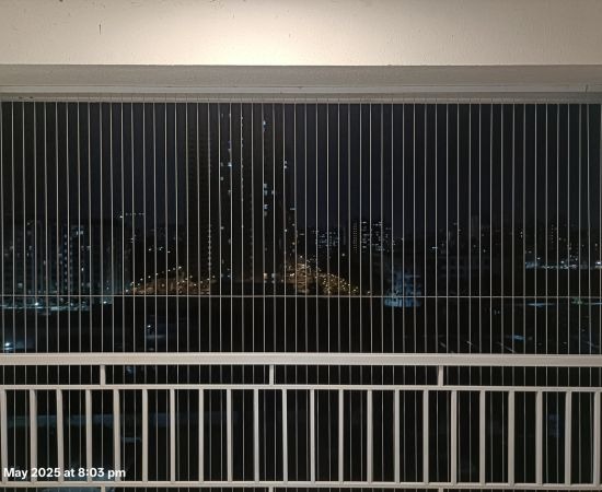 Balcony Invisible Grill Installation – Safety without blocking your skyline view.  Window Invisible 