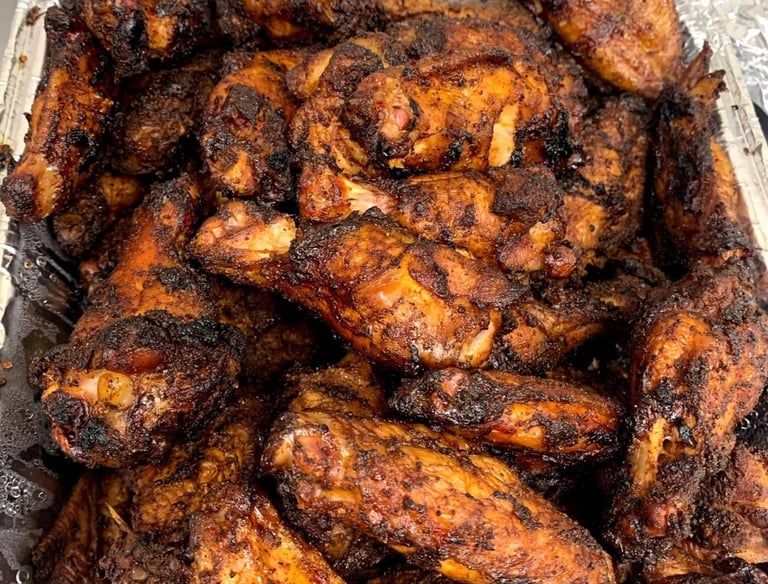 Tender smoked BBQ chicken glazed in house-made barbecue sauce, slow-cooked to perfection and bursting with bold, smoky flavor