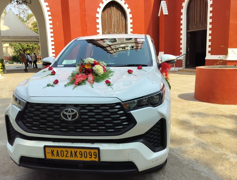 Innova with wedding decoration