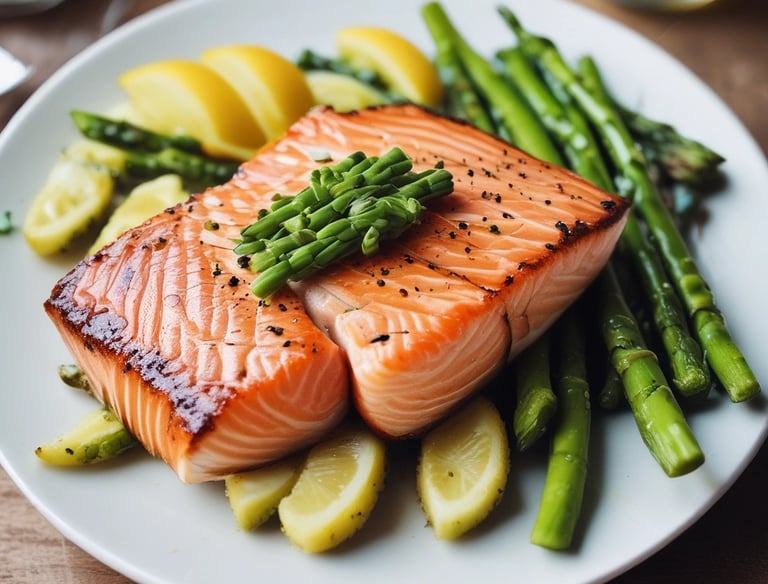 fish with onions and asparagus