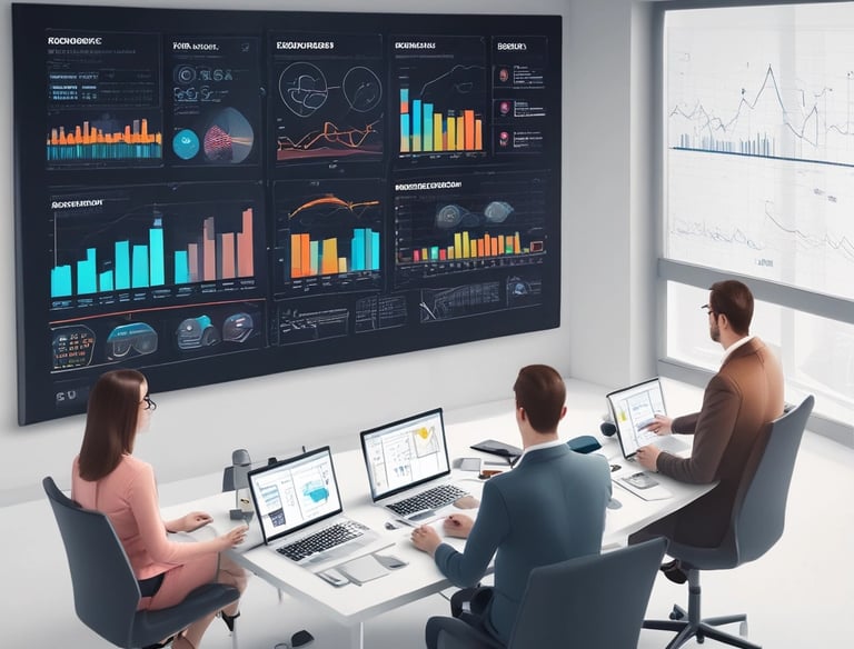 a man riding a skateboard down a street next to tall buildings