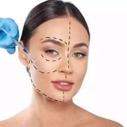 a woman with a plastic surgery device on her face