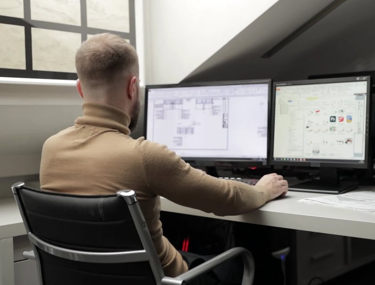CAD design for custom product development with technical drawing and 3D model for manufacturing.