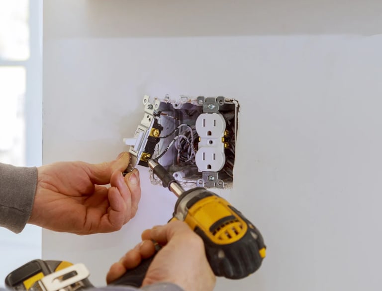 Electrician doing some finish out work on a customers house, changing out the electric switches