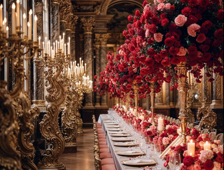Fabulous wedding reception in Paris chateaux for a sumptuous wedding . Full of flowers