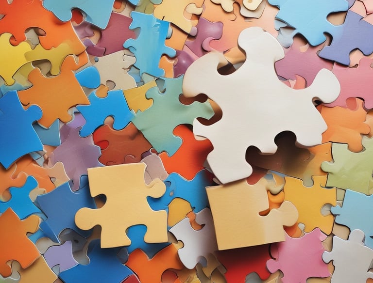 peças quebra cabeça colorido onde uma peça se destaca, representando autista