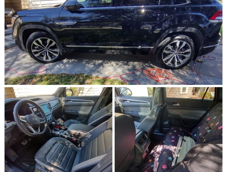 a black car interior and exterior cleaned