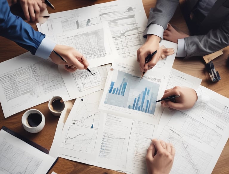 A small, round robot with a smooth white surface and blue accents operates a blue laptop on a sleek, floating platform. The robot has glowing eyes and an antenna on its head, with an 'AI' emblem on its front.