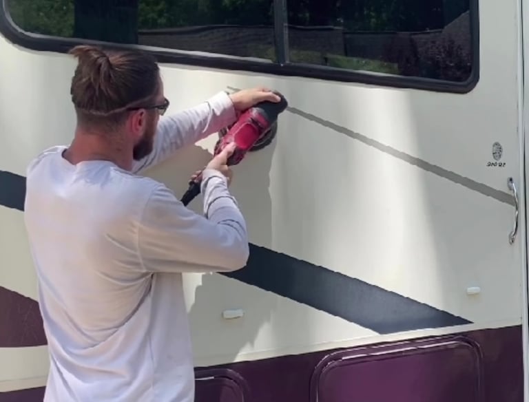 Jody performing RV restoration