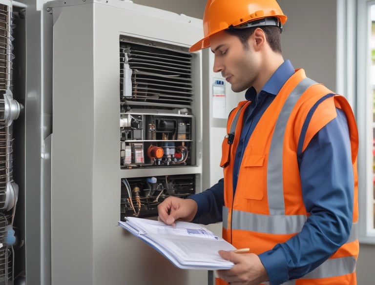 a man riding a skateboard down a street next to tall buildings
