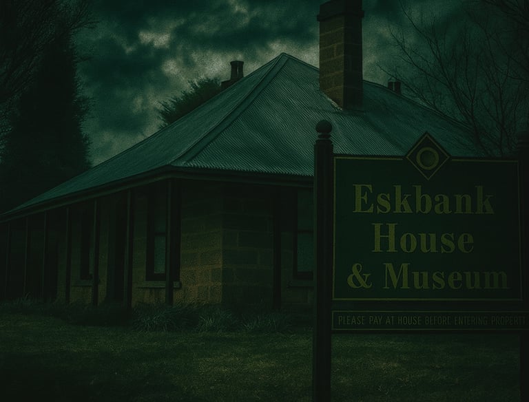 A spooky image of Eskbank House Museum in dark colours