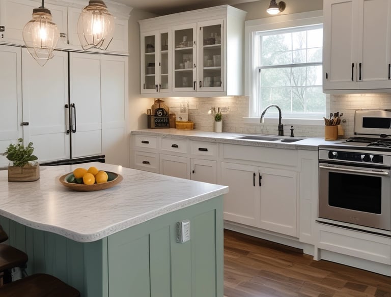 A construction or renovation site is visible, featuring metal scaffolding on a tiled floor. In the background, there's an open window allowing natural light to brighten the area. Cardboard boxes are placed on a surface, hinting at ongoing work. Electrical cables are scattered on the floor, and a cutout in the wall appears to be an unfinished part of the project.