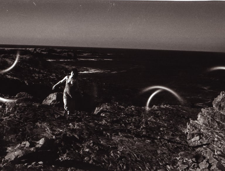 a woman split in quarterly motion