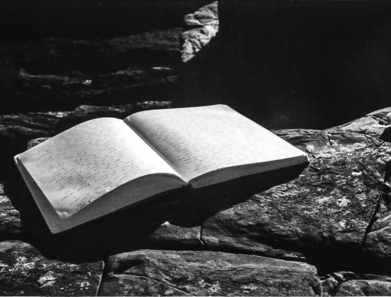 a tactile journal on natures desk - a cliff edge