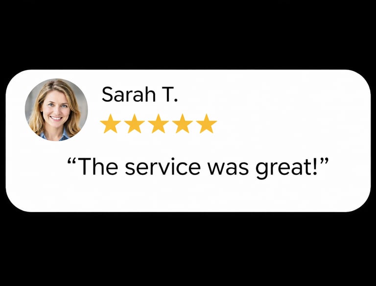 5 star review commenting on the great service
