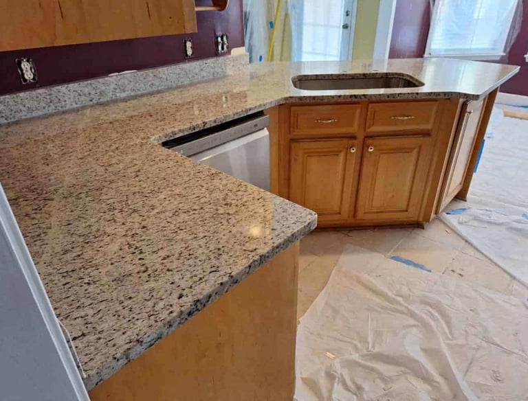 Stone countertops installed in custom kitchen remodel