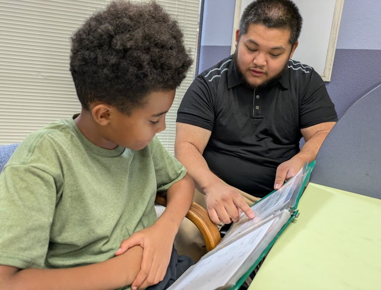 Student getting individual reading help at Huntington Learning Center, Elk Grove