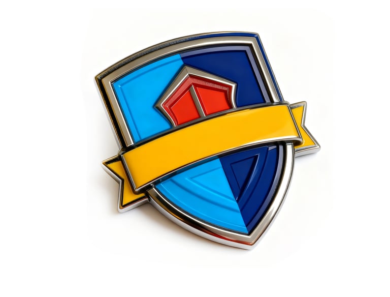 a badge badge with a house on it