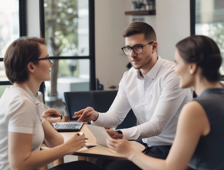 A tall building features a large advertisement promoting rental opportunities. The lower part of the scene includes playground equipment and a parked white van. The sky above is partly cloudy, creating a contrast with the building.